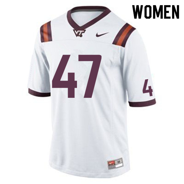 Women #47 John Ransom Virginia Tech Hokies College Football Jerseys Sale-White